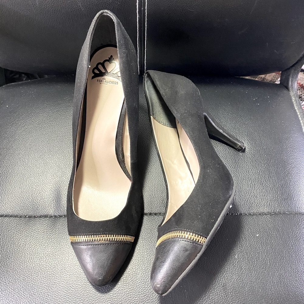 Fergie Black and Gold Heels